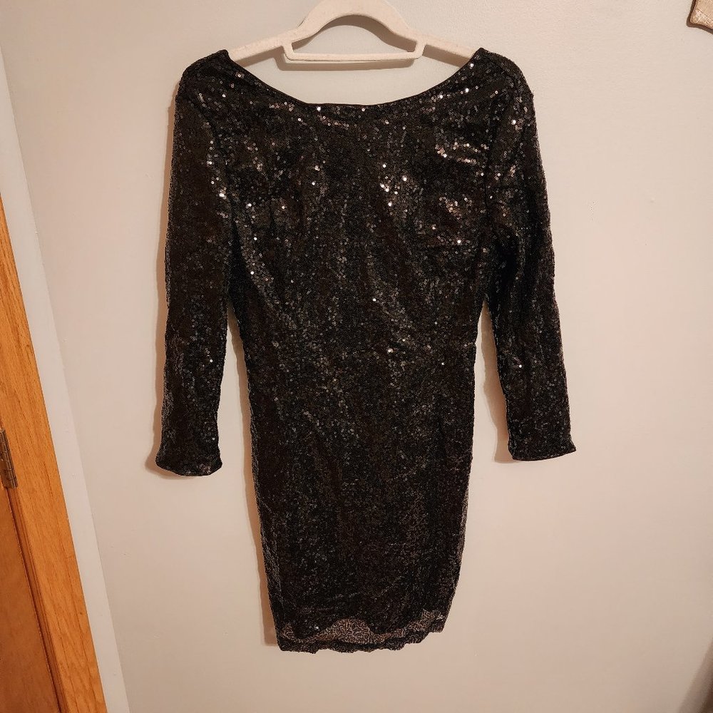 IBTOM Castle Black 3/4 Sleeve Sequin Dress